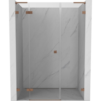 Sprchové dvere Mexen Lunar L s ľavými pántami 130 cm, priehľadné, kartáčovaná meď - 834SL-130-050-65-00-L