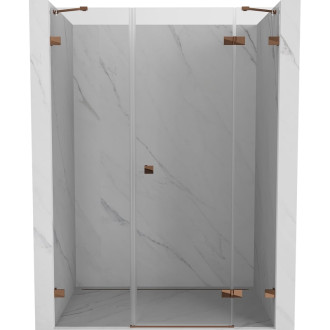 Sprchové dvere Mexen Lunar s pravými pántami 140 cm, priehľadné, ružové zlato - 834S-140-050-60-00-P