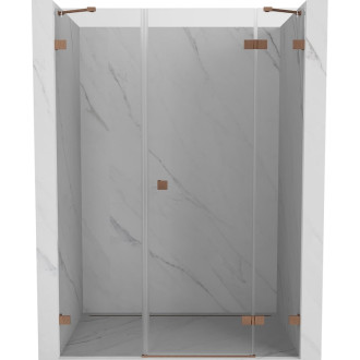 Sprchové dvere Mexen Lunar s pravými pántami 125 cm, priehľadné, kartáčovaná meď - 834S-125-050-65-00-P