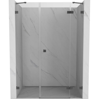 Sprchové dvere Mexen Lunar s pravými pántami 140 cm, priehľadné, kartáčovaná pištoľovo sivá - 834S-140-050-66-00-P