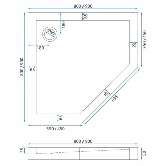 Rea Sprchová vanička Diamond Black 90x90 REA-K8543