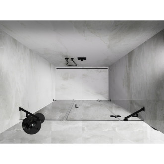 Sprchové dvere Mexen Lunar s pravými pántami 130 cm, priehľadné, čierne - 834S-130-050-70-00-P