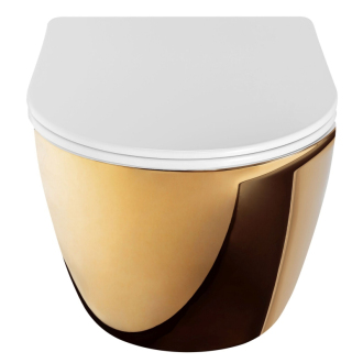 REA Závesné WC Carlo Rimless Duroplast/Slim Gold White REA-C0669
