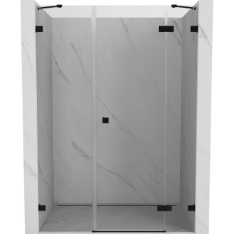 Sprchové dvere Mexen Lunar s pravými pántami 155 cm, priehľadné, čierne - 834S-155-050-70-00-P