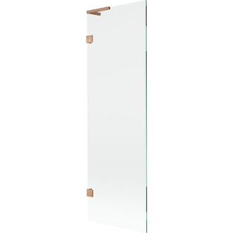 Vaňová zástena Mexen Lunar L s jedným krídlom 60 x 150 cm, priehľadná, kartáčovaná meď - 897L-060-000-65-00