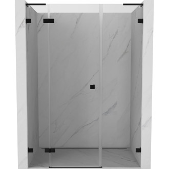 Sprchové dvere Mexen Lunar L s ľavými pántami 160 cm, priehľadné, čierne - 834SL-160-050-70-00-L