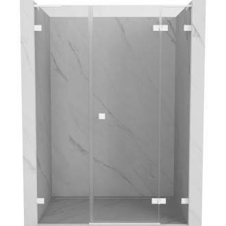 Sprchové dvere Mexen Lunar L s pravými pántami 150 cm, priehľadné, biele - 834SL-150-050-20-00-P