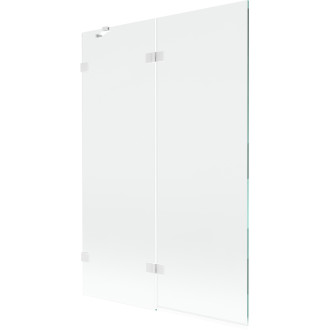 Vaňová zástena Mexen Lunar 2-krídla ľavá 120 x 150 cm, priehľadná, biela - 897-120-100-20-00-L