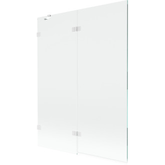 Vaňová zástena Mexen Lunar 2-krídla ľavá 130 x 150 cm, priehľadná, biela - 897-130-100-20-00-L