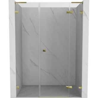 Sprchové dvere Mexen Lunar L s pravými pántami 125 cm, priehľadné, zlaté - 834SL-125-050-50-00-P