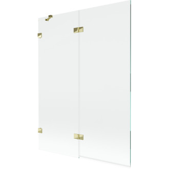 Vaňová zástena Mexen Lunar 2-krídla ľavá 130 x 150 cm, priehľadná, zlatá - 897-130-100-50-00-L