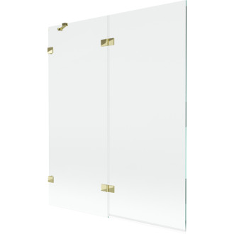 Vaňová zástena Mexen Lunar 2-krídla ľavá 140 x 150 cm, priehľadná, zlatá - 897-140-100-50-00-L