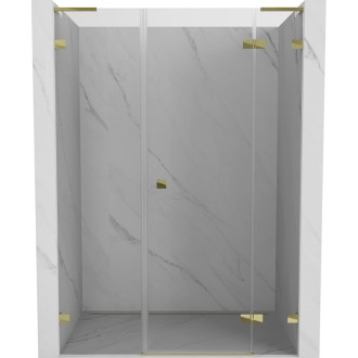 Sprchové dvere Mexen Lunar L s pravými pántami 155 cm, priehľadné, zlaté - 834SL-155-050-50-00-P