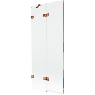 Vaňová zástena Mexen Lunar 2-krídla ľavá 80 x 150 cm, priehľadná, ružové zlato - 897-080-100-60-00-L
