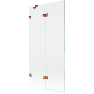 Vaňová zástena Mexen Lunar 2-krídla ľavá 90 x 150 cm, priehľadná, ružové zlato - 897-090-100-60-00-L
