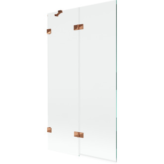 Vaňová zástena Mexen Lunar 2-krídla ľavá 100 x 150 cm, priehľadná, ružové zlato - 897-100-100-60-00-L