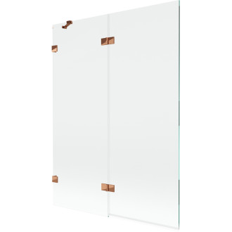 Vaňová zástena Mexen Lunar 2-krídla ľavá 130 x 150 cm, priehľadná, ružové zlato - 897-130-100-60-00-L
