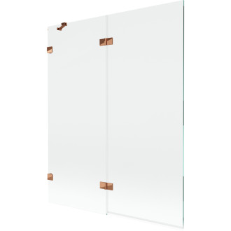 Vaňová zástena Mexen Lunar 2-krídla ľavá 140 x 150 cm, priehľadná, ružové zlato - 897-140-100-60-00-L