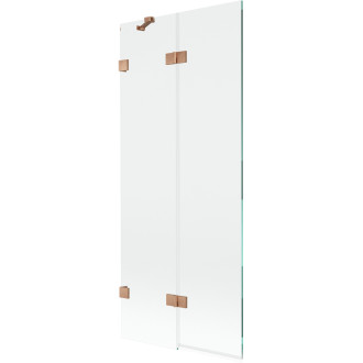 Vaňová zástena Mexen Lunar 2-krídla ľavá 80 x 150 cm, priehľadná, kartáčovaná meď - 897-080-100-65-00-L