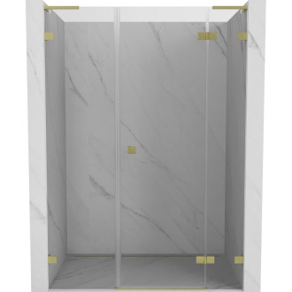 Sprchové dvere Mexen Lunar L s pravými pántami 125 cm, priehľadné, kartáčované zlato - 834SL-125-050-55-00-P
