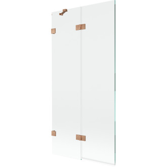 Vaňová zástena Mexen Lunar 2-krídla ľavá 90 x 150 cm, priehľadná, kartáčovaná meď - 897-090-100-65-00-L