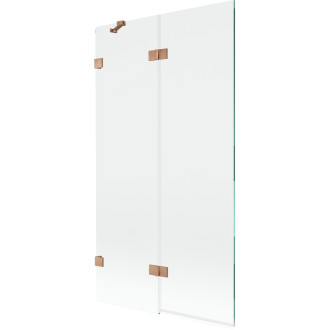 Vaňová zástena Mexen Lunar 2-krídla ľavá 100 x 150 cm, priehľadná, kartáčovaná meď - 897-100-100-65-00-L