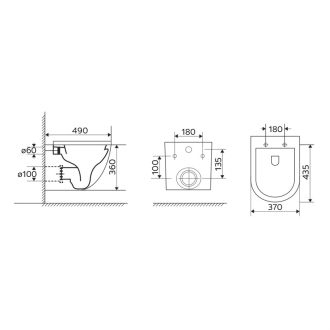 Mereo WC závesné kapotované, RIMLESS, 490x370x360, keramické, vr. sedátka CSS113S VSD82S