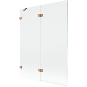 Vaňová zástena Mexen Lunar 2-krídla ľavá 130 x 150 cm, priehľadná, kartáčovaná meď - 897-130-100-65-00-L