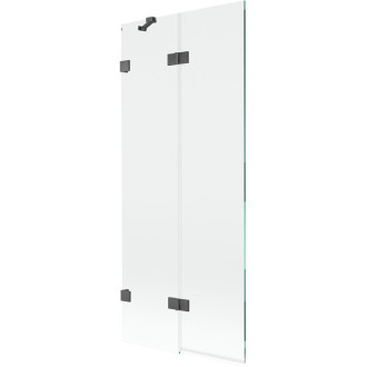 Vaňová zástena Mexen Lunar 2-krídla ľavá 80 x 150 cm, priehľadná, kartáčovaná pištoľovo sivá - 897-080-100-66-00-L