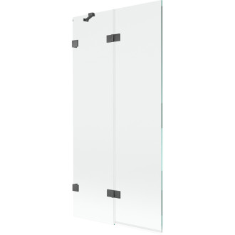 Vaňová zástena Mexen Lunar 2-krídla ľavá 90 x 150 cm, priehľadná, kartáčovaná pištoľovo sivá - 897-090-100-66-00-L