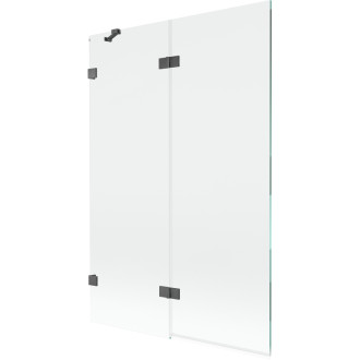 Vaňová zástena Mexen Lunar 2-krídlová ľavá 120 x 150 cm, priehľadná, kartáčovaná pištoľovo sivá - 897-120-100-66-00-L