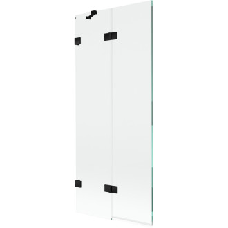 Vaňová zástena Mexen Lunar 2-krídla ľavá 80 x 150 cm, priehľadná, čierna - 897-080-100-70-00-L