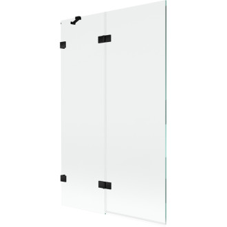 Vaňová zástena Mexen Lunar 2-krídla ľavá 110 x 150 cm, priehľadná, čierna - 897-110-100-70-00-L