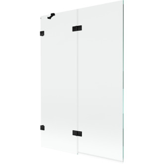 Mexen Lunar vaňová zástena 2-krídla ľavá 120 x 150 cm, priehľadná, čierna - 897-120-100-70-00-L