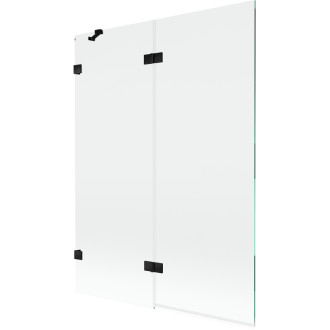 Vaňová zástena Mexen Lunar 2-krídla ľavá 130 x 150 cm, priehľadná, čierna - 897-130-100-70-00-L