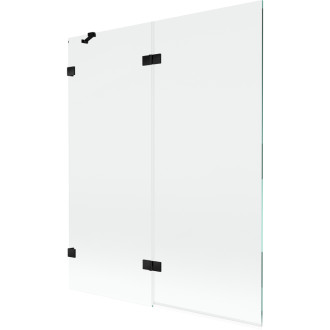 Vaňová zástena Mexen Lunar 2-krídla ľavá 140 x 150 cm, priehľadná, čierna - 897-140-100-70-00-L