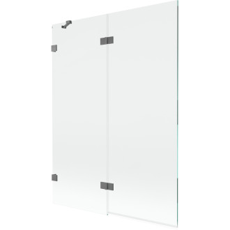 Vaňová zástena Mexen Lunar 2-krídla ľavá 130 x 150 cm, priehľadná, strieborná - 897-130-100-95-00-L