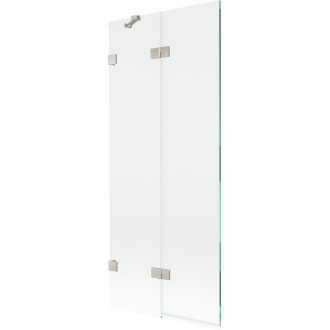 Vaňová zástena Mexen Lunar 2-krídla ľavá 80 x 150 cm, priehľadná, kartáčovaný nikel - 897-080-100-97-00-L
