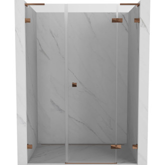 Sprchové dvere Mexen Lunar L s pravými pántami 155 cm, priehľadné, ružové zlato - 834SL-155-050-60-00-P