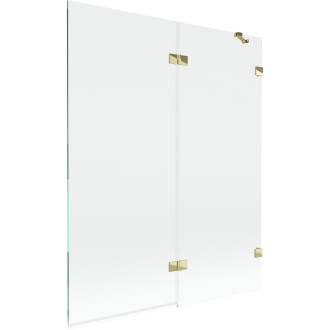 Vaňová zástena Mexen Lunar 2-krídla pravá 140 x 150 cm, priehľadná, zlatá - 897-140-100-50-00-P