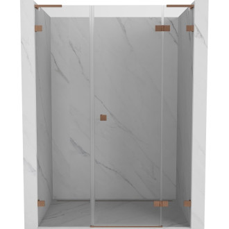 Sprchové dvere Mexen Lunar L s pravými pántami 120 cm, priehľadné, kartáčovaná meď - 834SL-120-050-65-00-P