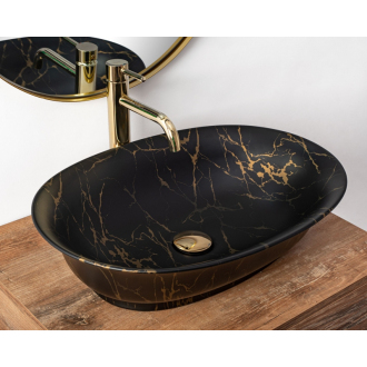 Rea Umývadlo na dosku Roma Marble Black Mat REA-U5609
