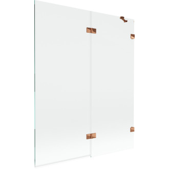 Vaňová zástena Mexen Lunar 2-krídla pravá 140 x 150 cm, priehľadná, ružové zlato - 897-140-100-60-00-P