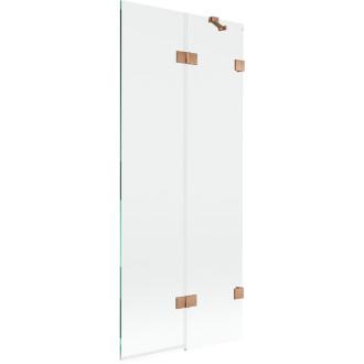 Vaňová zástena Mexen Lunar 2-krídla pravá 80 x 150 cm, priehľadná, kartáčovaná meď - 897-080-100-65-00-P