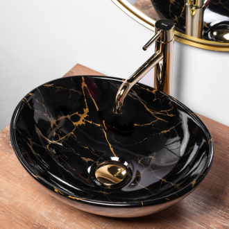 Rea Umývadlo na dosku Sofia Marble Black Shiny REA-U5611