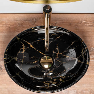 Rea Umývadlo na dosku Sofia Marble Black Shiny REA-U5611