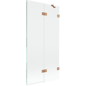 Vaňová zástena Mexen Lunar 2-krídla pravá 90 x 150 cm, priehľadná, kartáčovaná meď - 897-090-100-65-00-P