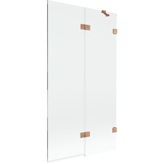 Vaňová zástena Mexen Lunar 2-krídla pravá 100 x 150 cm, priehľadná, kartáčovaná meď - 897-100-100-65-00-P