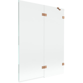 Vaňová zástena Mexen Lunar 2-krídla pravá 130 x 150 cm, priehľadná, kartáčovaná meď - 897-130-100-65-00-P