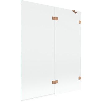 Vaňová zástena Mexen Lunar 2-krídla pravá 140 x 150 cm, priehľadná, kartáčovaná meď - 897-140-100-65-00-P